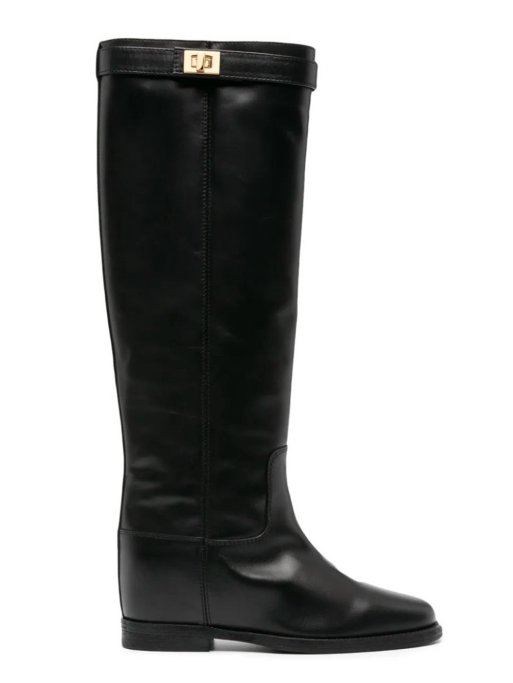 Black Knee-High Leather Riding Boots